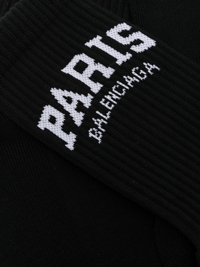 Shop Balenciaga Logo-intarsia Tennis Socks In Black