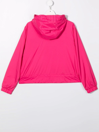Shop Moncler Teen Hooded Lightweight Rain Jacket In Pink