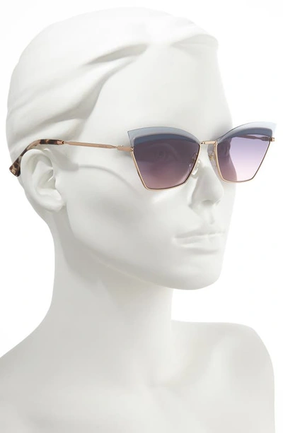 Shop Valentino 60mm Cat Eye Sunglasses In Rose Gold/ Blue