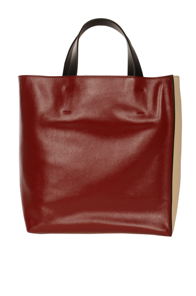 Shop Marni Colourblock Shopper Bag In Shell/china Red