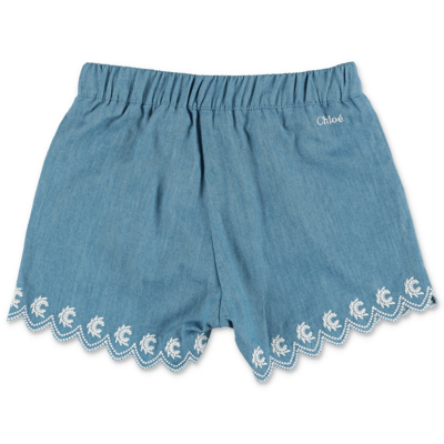 Shop Chloé Chloe Shorts Denim In Cotone In Blu