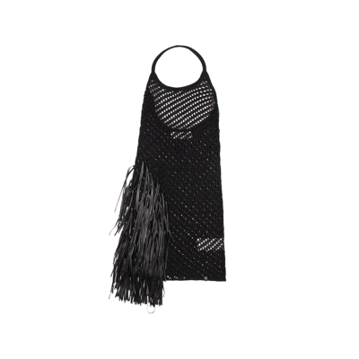 Shop Alyx Fringe Crochet Dress In Black