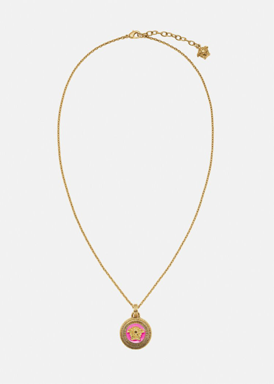 Shop Versace Medusa Biggie Necklace, Female, Fuchsia+gold, One Size