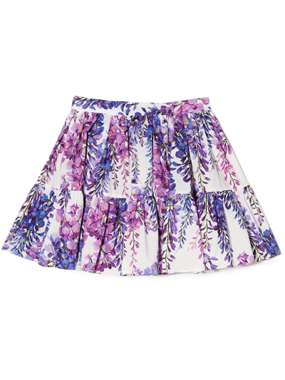 Shop Dolce & Gabbana Floral-print Tiered Mini Skirt In White