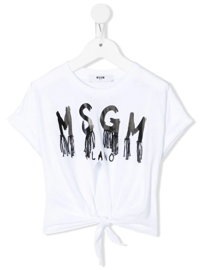 Shop Msgm Embellished Cropped T-shirt In White