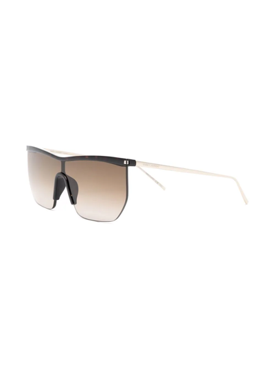 Shop Saint Laurent Square-frame Sunglasses In Brown