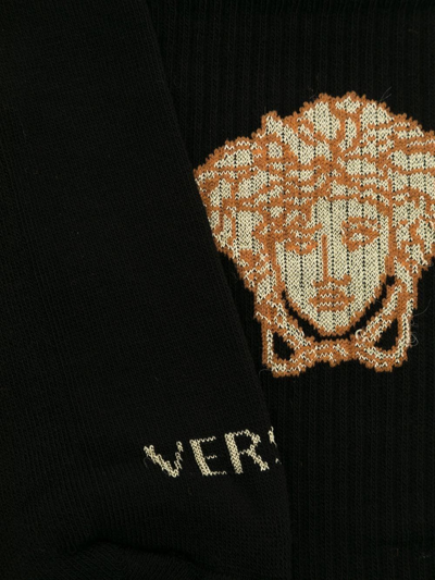 Shop Versace Medusa Ankle Socks In Black