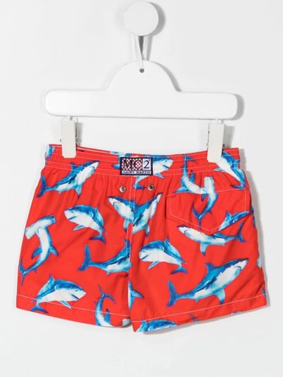 Shop Mc2 Saint Barth Drawstring Swim Shorts In Red