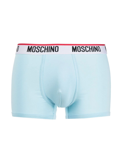 Shop Moschino Logo-waistband Boxer Pack In Blue