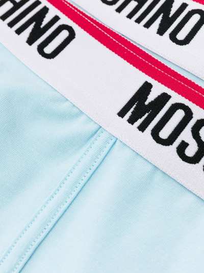 Shop Moschino Logo-waistband Boxer Pack In Blue