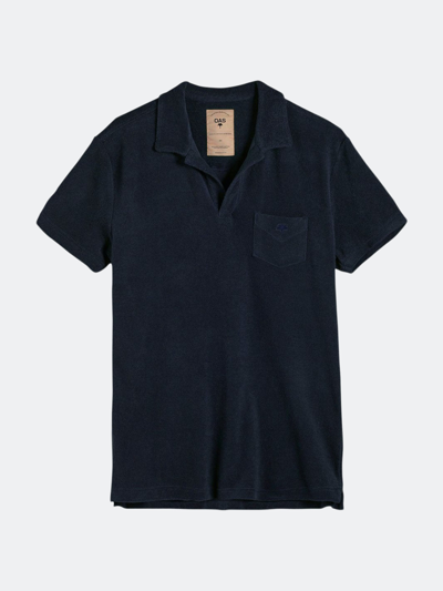 Shop Oas Solid Terry Polo In Blue