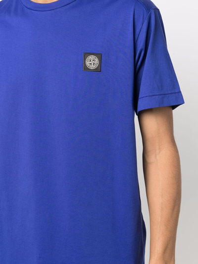 Shop Stone Island Cotton T-shirt In Blue