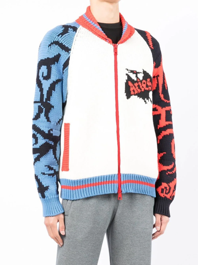 Shop Aries Varsity Knit Multicolour Jacket In Mehrfarbig