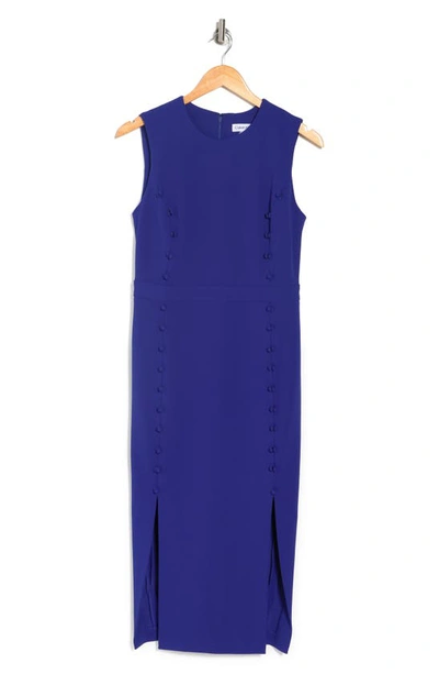 Calvin Klein Side Button Midi Sheath Dress In Ultramarine | ModeSens
