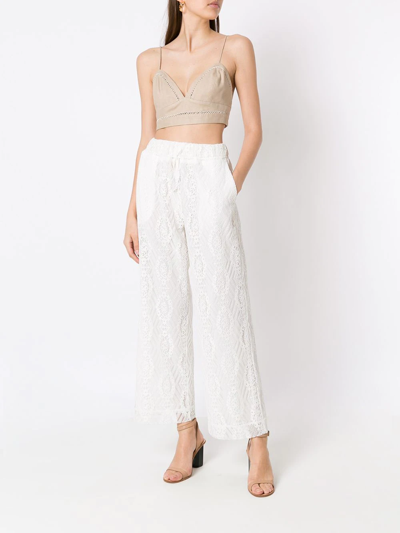 Shop Martha Medeiros Cristina Wide-leg Lace Trousers In White