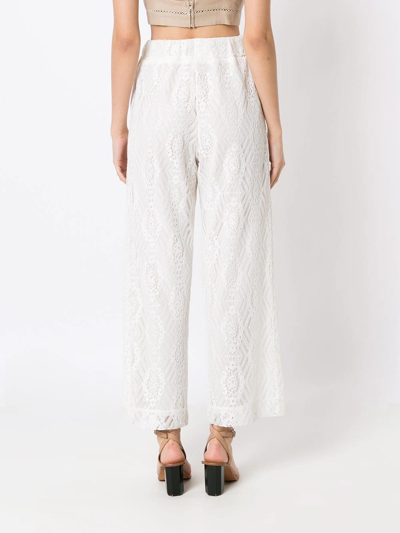 Shop Martha Medeiros Cristina Wide-leg Lace Trousers In White
