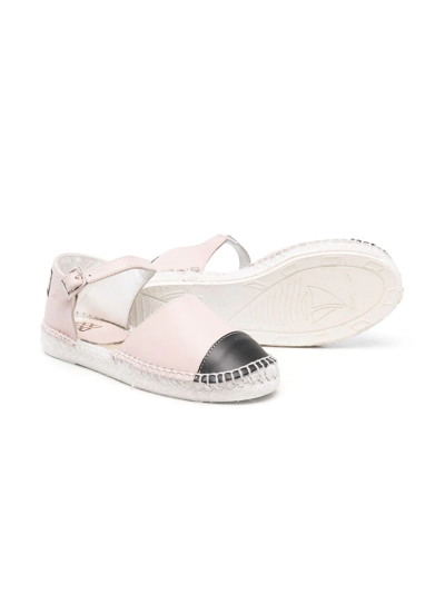 Shop Douuod Two-tone Jute Sandals In Pink