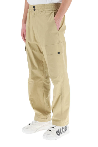 Shop Msgm Buttoned Straight Leg Cargo Pants In Beige
