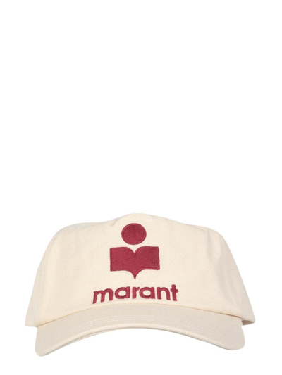 Shop Isabel Marant Logo Embroidered Baseball Cap In Ecru/red