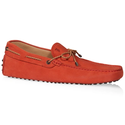 Tod's Gommino Driving Shoes In Nubuck In Red