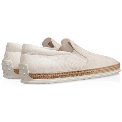 Shop Tod's Leather Slip-ons In White