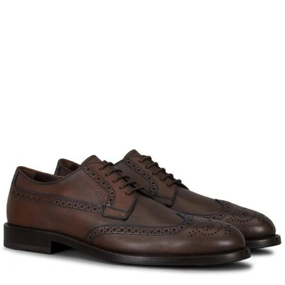 Shop Tod's Lace-up Shoes In Leather In Brown