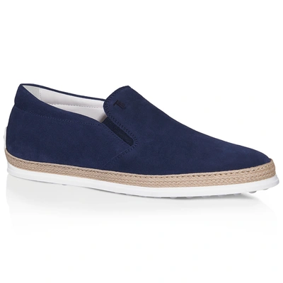 Tod's Men's New Tv Suede Espadrilles In Blue