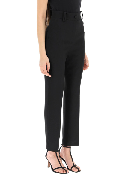 Shop Hebe Studio Cady Straight-fit Trousers In Black
