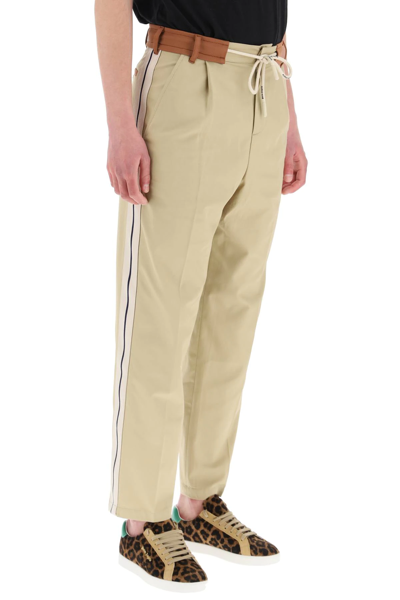 Shop Palm Angels Side Stripe Track Pants In Beige,brown