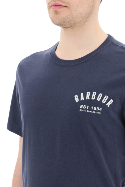 Shop Barbour Logo T-shirt In Blue
