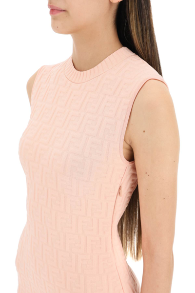 Shop Fendi Ff Stretch Knit Mini Dress In Pink