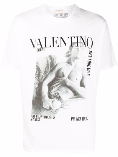 Shop Valentino Printed T-shirt In White