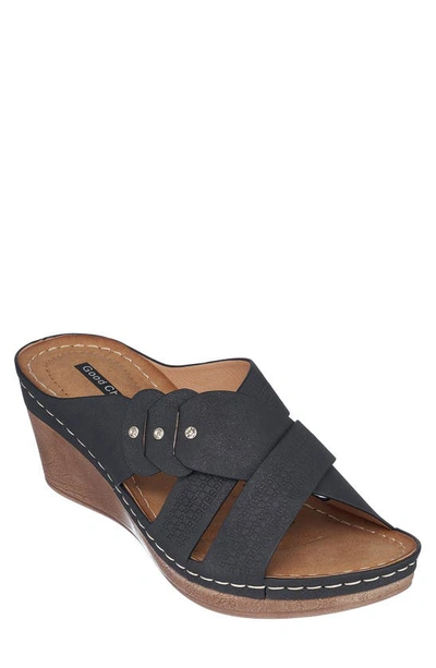Shop Gc Shoes Dorty Wedge Sandal In Black