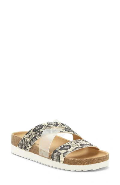 Shop Lucky Brand Hafina Slide Sandal In Snake Print Leather