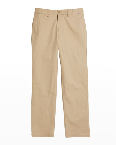 Shop Ralph Lauren Boy's Flat Front Chino Pants In Classic Khaki