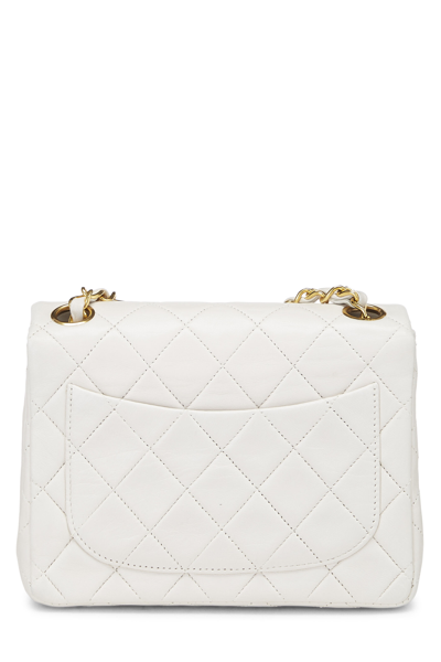 Pre-owned White Quilted Lambskin Half Flap Mini