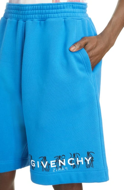 Shop Givenchy X Josh Smith Reaper Sweat Shorts In Bright Blue