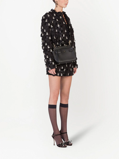 Dolce & Gabbana Crystal-embellished Woven Jacket In Black