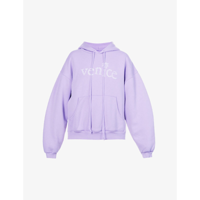 Shop Erl Venice Relaxed-fit Cotton-blend Hoody In Pink