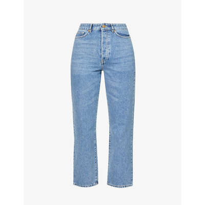 Shop By Malene Birger Milium Straight-leg High-rise Organic-denim Jeans In Denim Blue