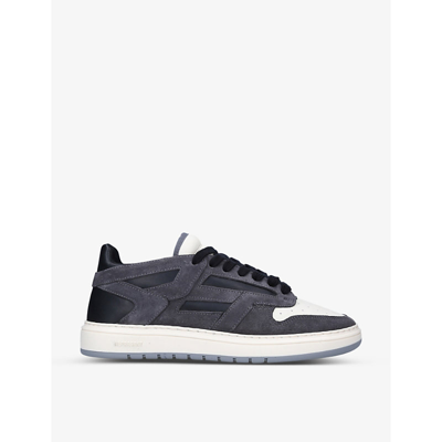 Shop Represent Men's Grey Reptor Lace-iup Suede And Leather Low-top Trainers