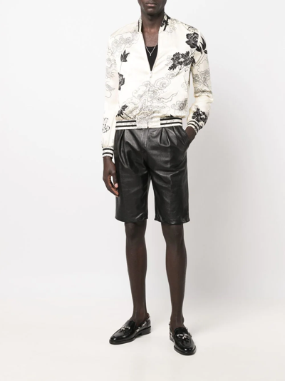 Shop Saint Laurent Floral-print Bomber Jacket In Neutrals