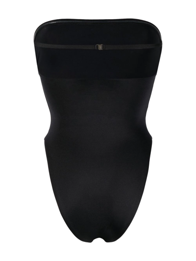 Shop Saint Laurent Stretch-fit Strapless Swimsuit In Black