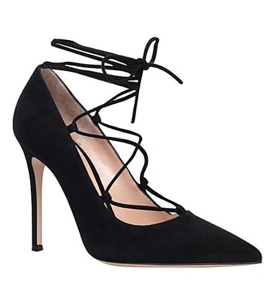 Gianvito Rossi Femì Lace-up Suede Pumps In Black