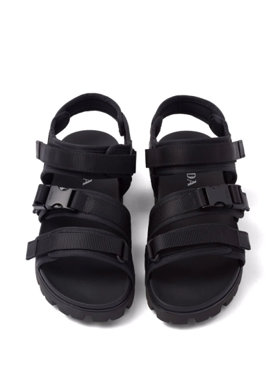Shop Prada Touch-strap Flat Sandals In Black