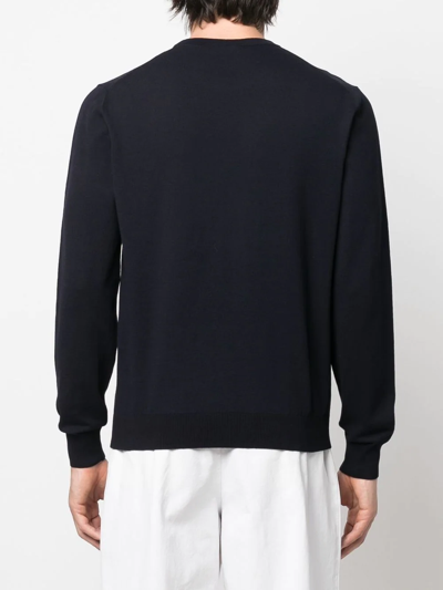 Corneliani Round-neck Knit Jumper In Blue