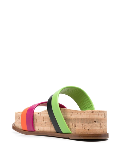 Shop Gabriela Hearst Stripe-print Strap Sandals In Orange