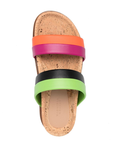Shop Gabriela Hearst Stripe-print Strap Sandals In Orange