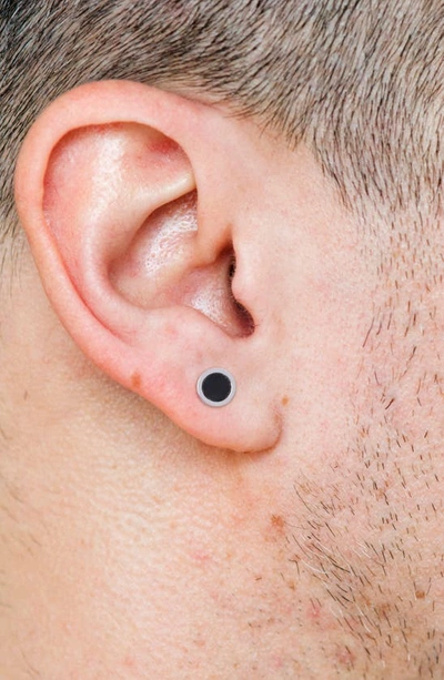 Delmar Sterling Silver Hematite Round Stud Earrings In Black