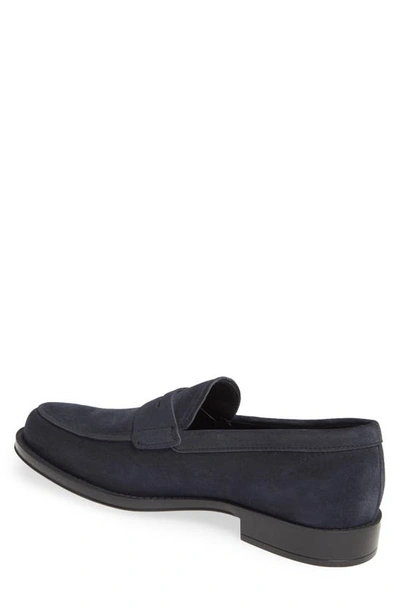 Shop Tod's Penny Loafer In Navy Suede